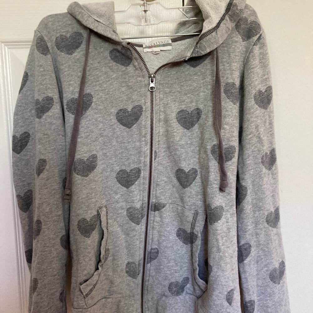 PJ Salvage heart zip up sweatshirt